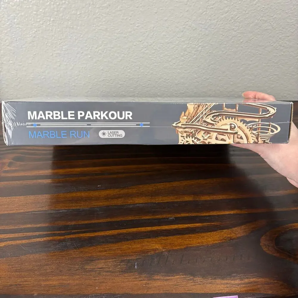NIB Marble Parkour Kinetic Toy Set Learning Mechanical Build Assemble Wooden